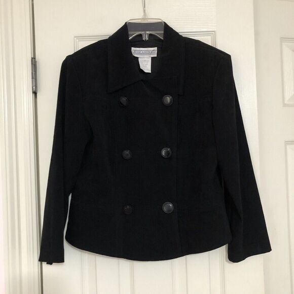 Vtg  Jessica Howard  Velvet Double Breasted Blazer Size S Black Dark Acad… - Picture 8 of 8
